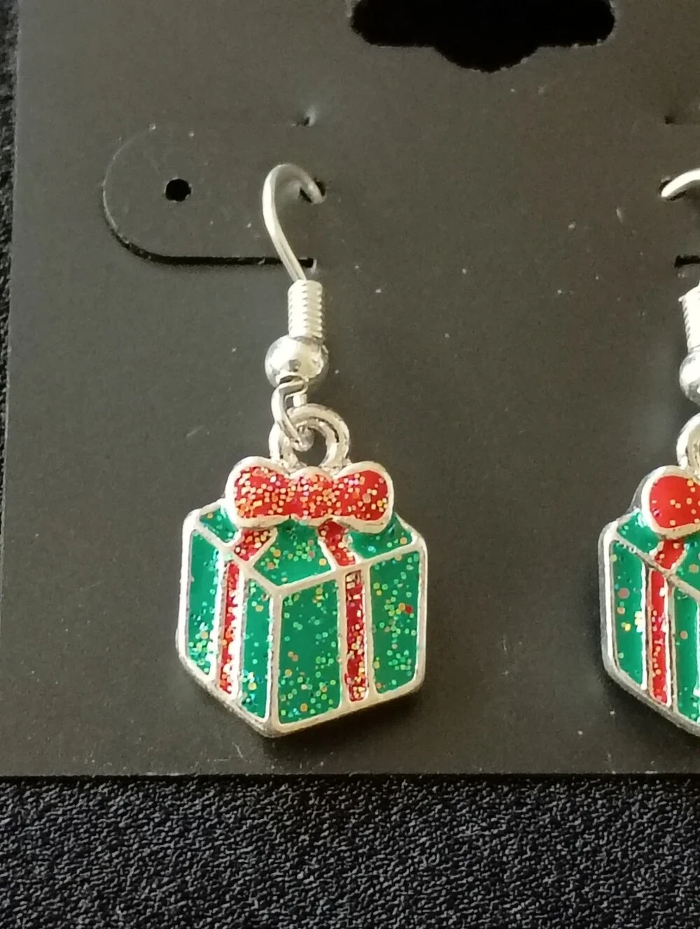 Gift Box Earrings Present Dangles Women Green Red Statement Fashion Jewelry